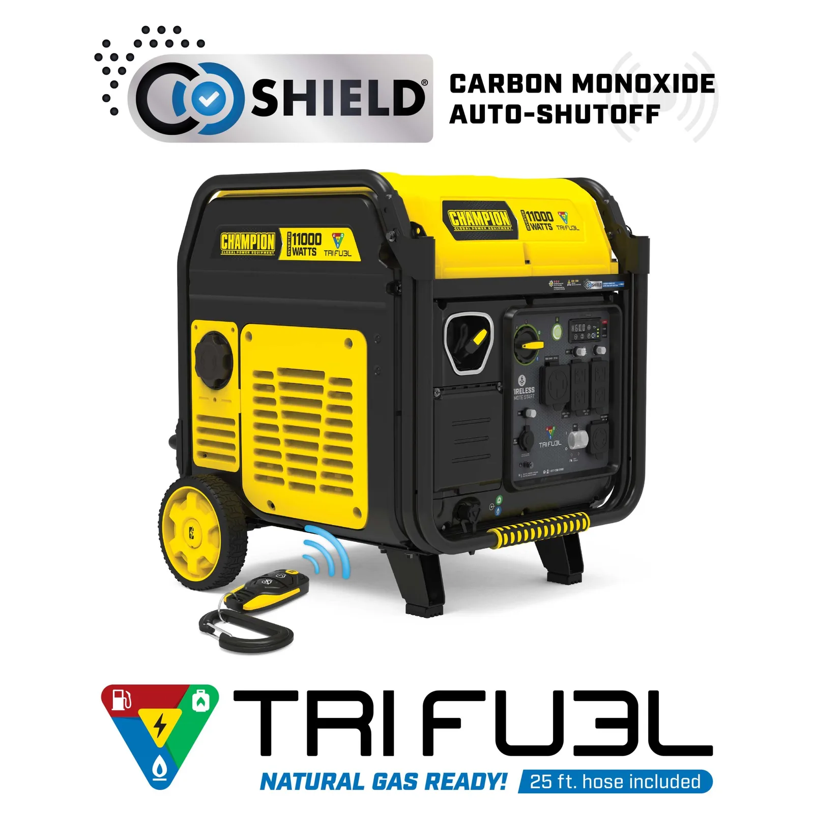 Champion 11,000W tri-fuel inverter portable generator with CO Shield