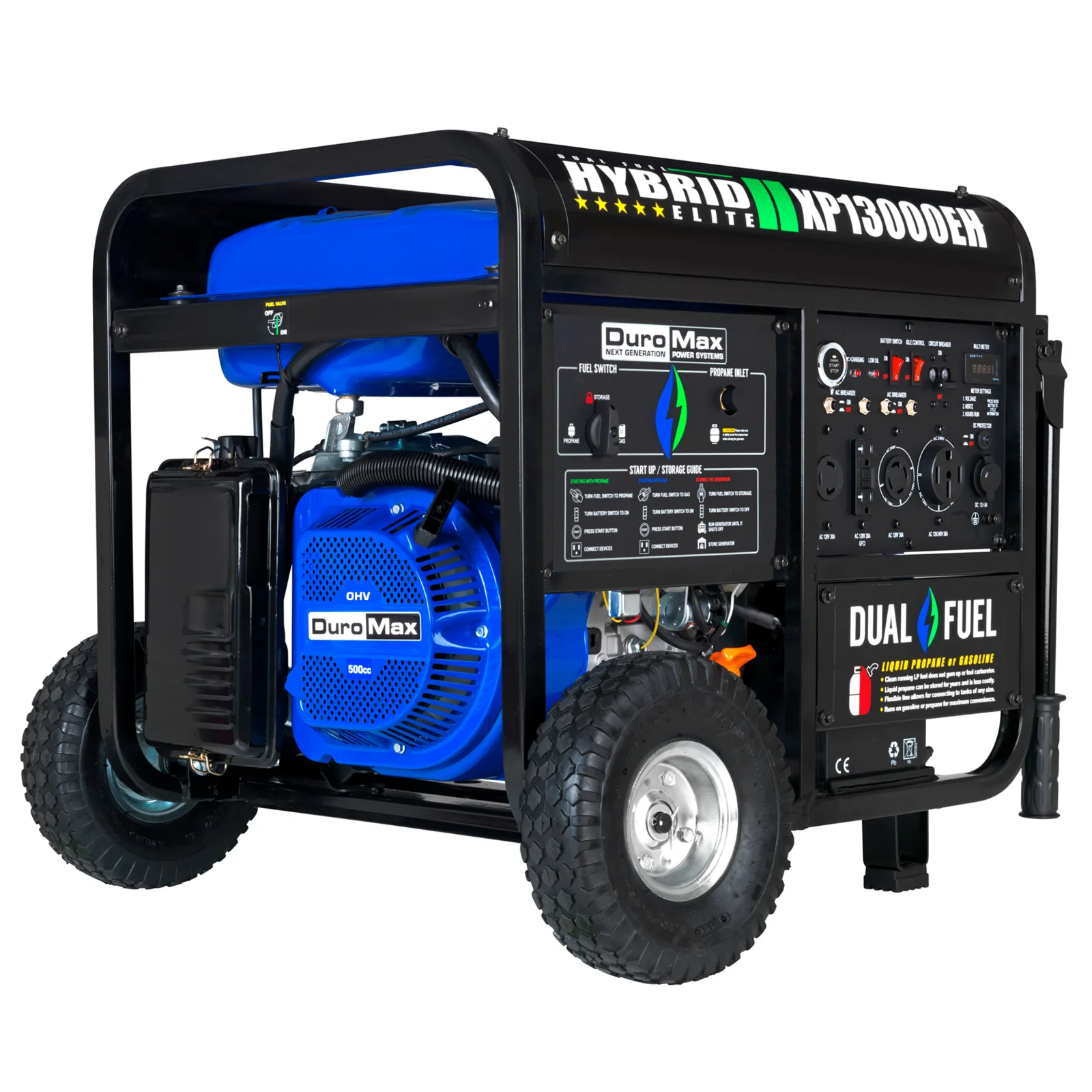DuroMax XP13000EH 13,000 watt dual-fuel portable generator, studio product view