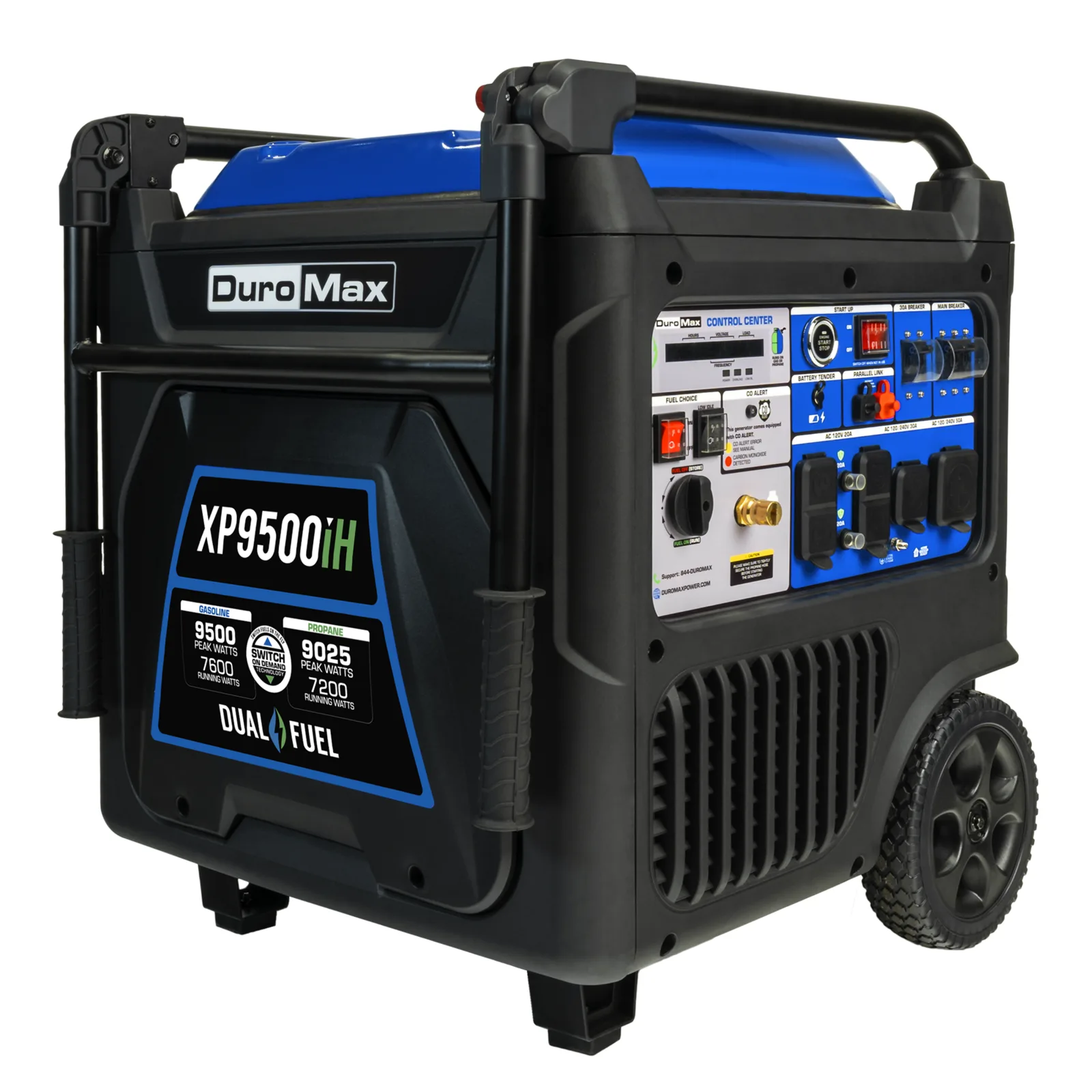 DuroMax XP9500iH dual-fuel inverter generator, studio product view