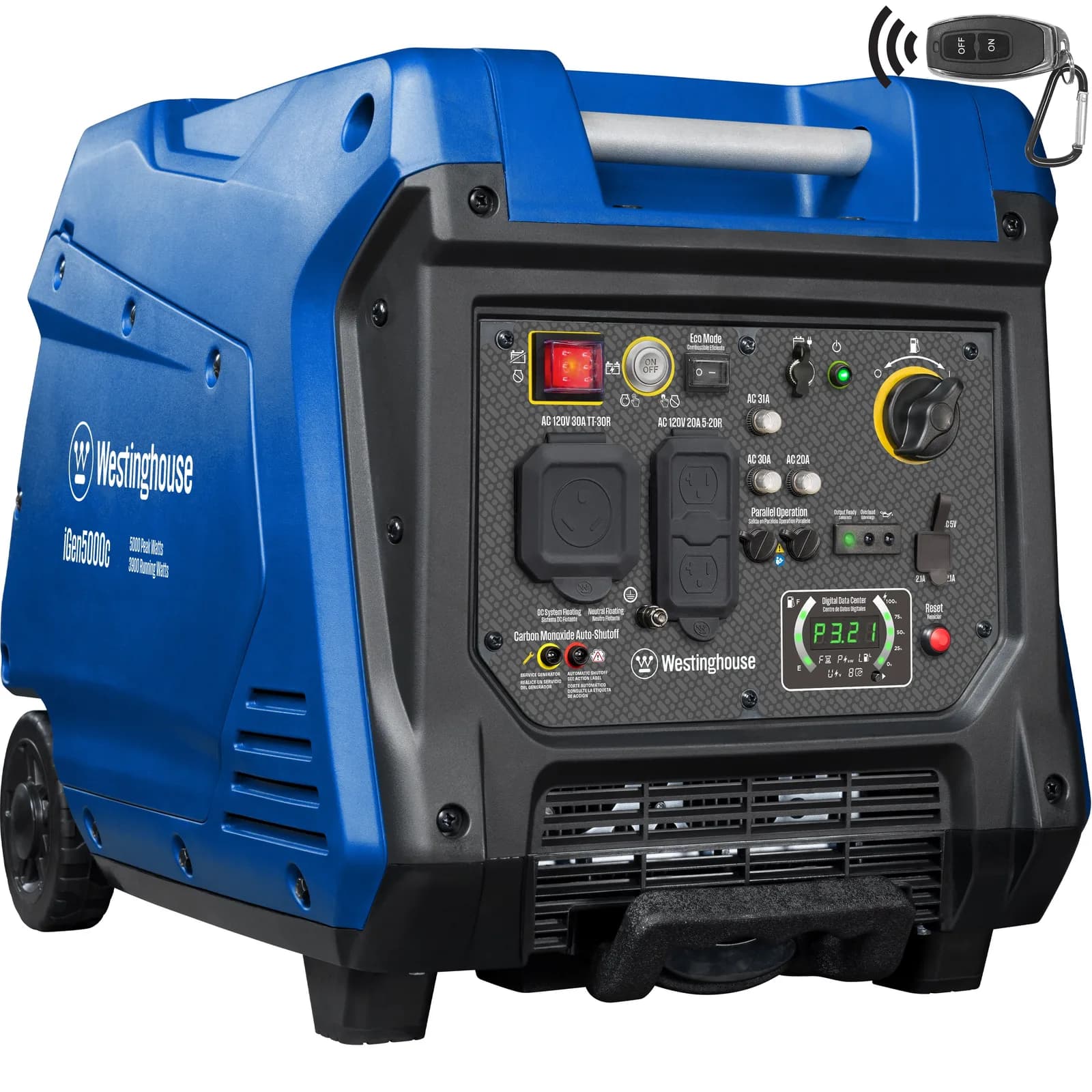 Westinghouse iGen5000c inverter generator with CO sensor, studio product view